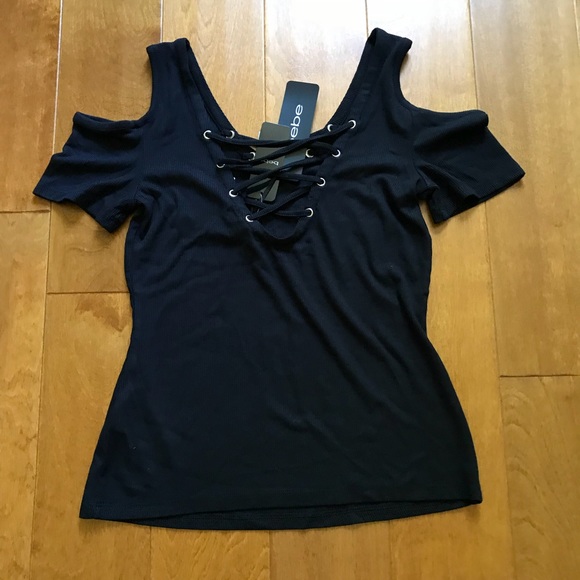 Bebe rhinestone logo open shoulder tee shirt - Picture 4 of 6